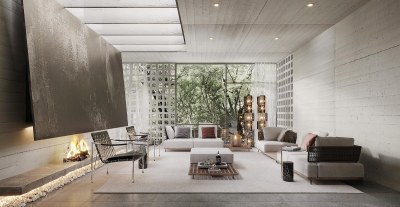 现代客厅3D模型下载